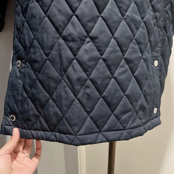 Barbour Tulip Corduroy Trim Quilted Coat Jacket Navy Blue Size US 6 MSRP$465 - Picture 7 of 8